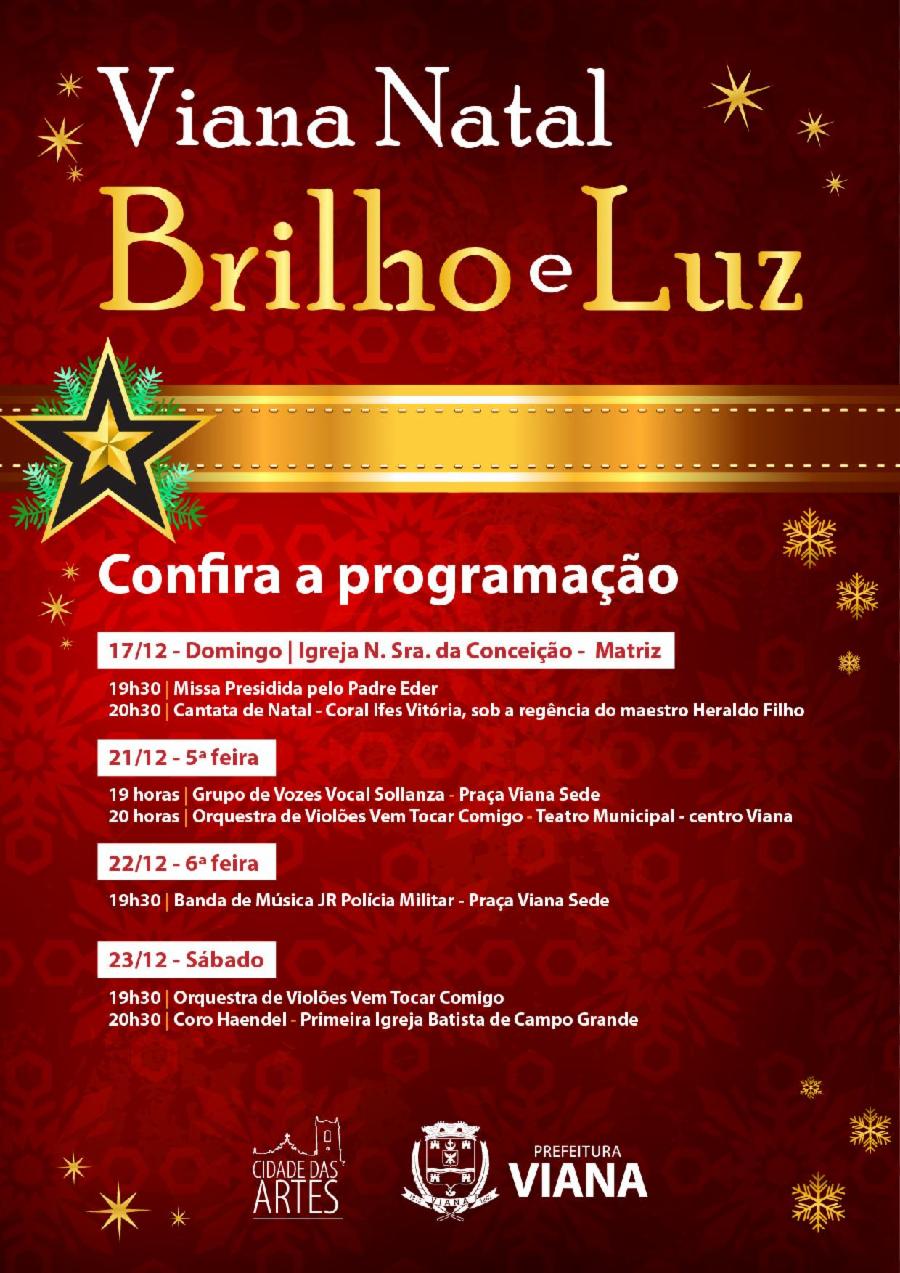 Programação de Natal em Viana Sede será no domingo (17)